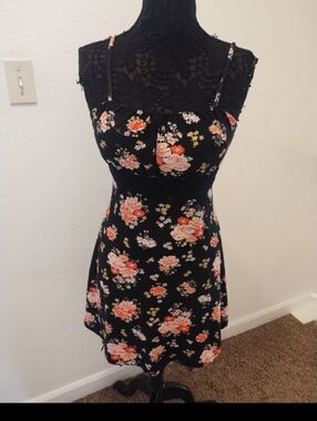 No Boundaries Black Floral Mini Dress